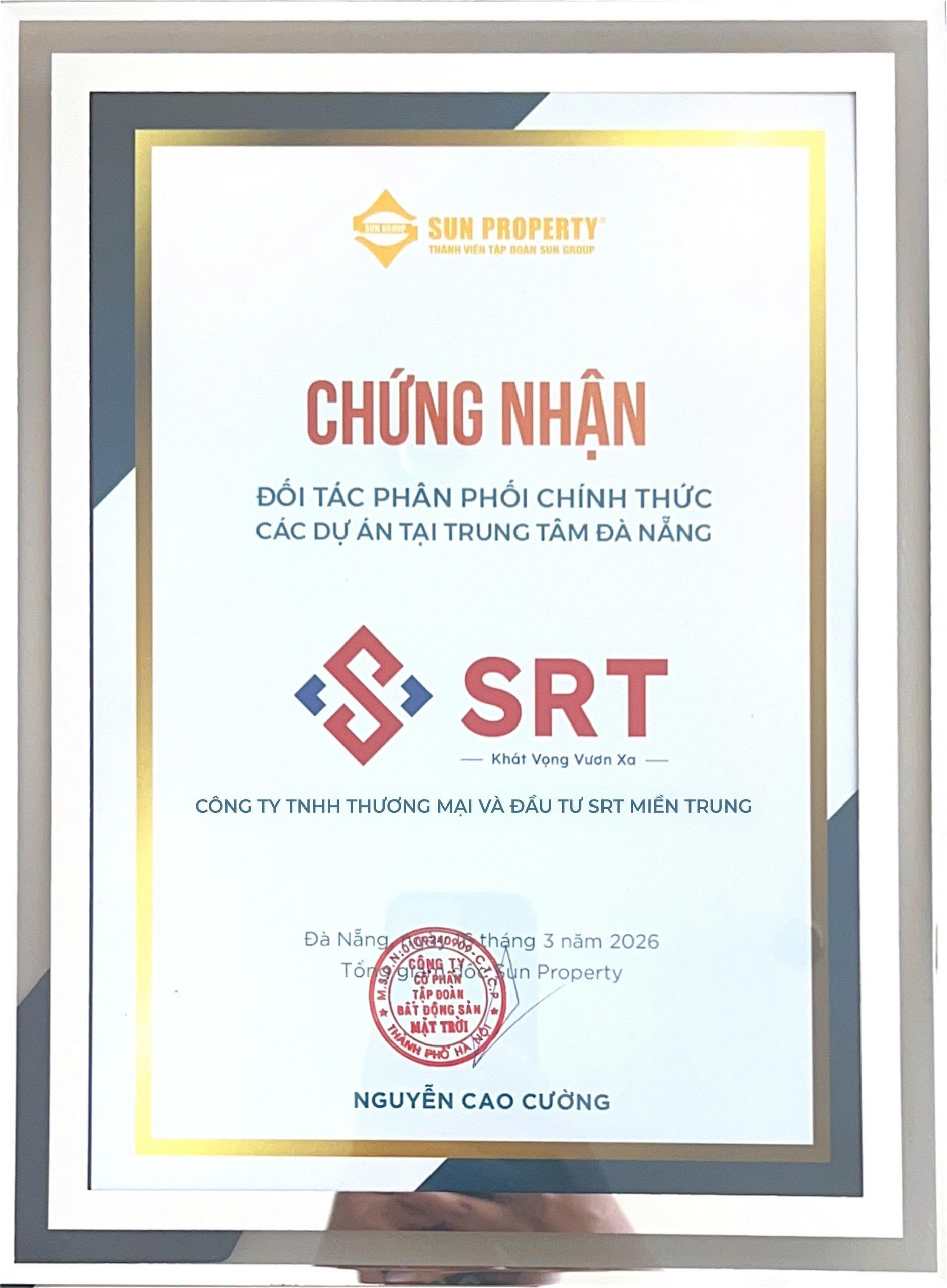 Official Distributor Certificate Sun Property SRT MienTrung.jpg